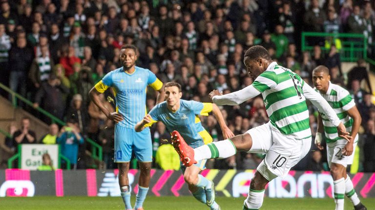 Celtic striker Moussa Dembele nets a stoppage-time penalty to eliminate Astana
