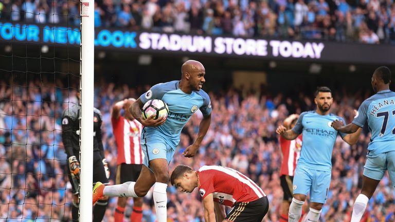 Man City celebrate their late winner