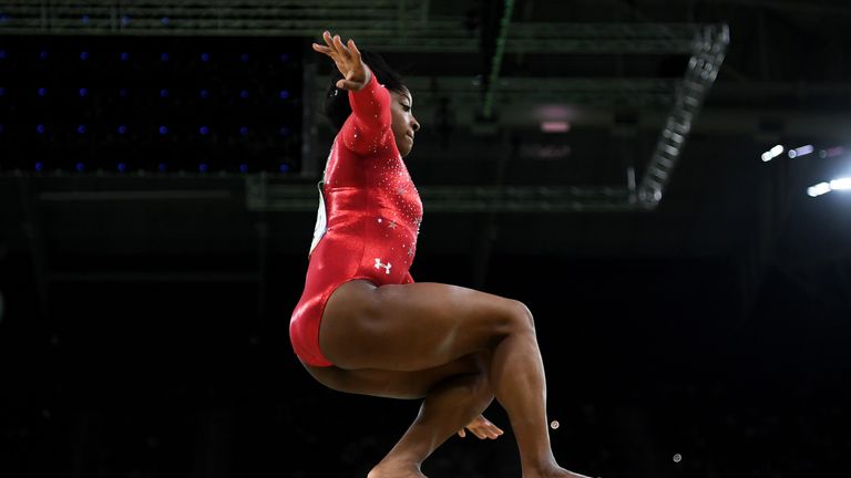 Biles was marked down for touching the beam while landing a somersault