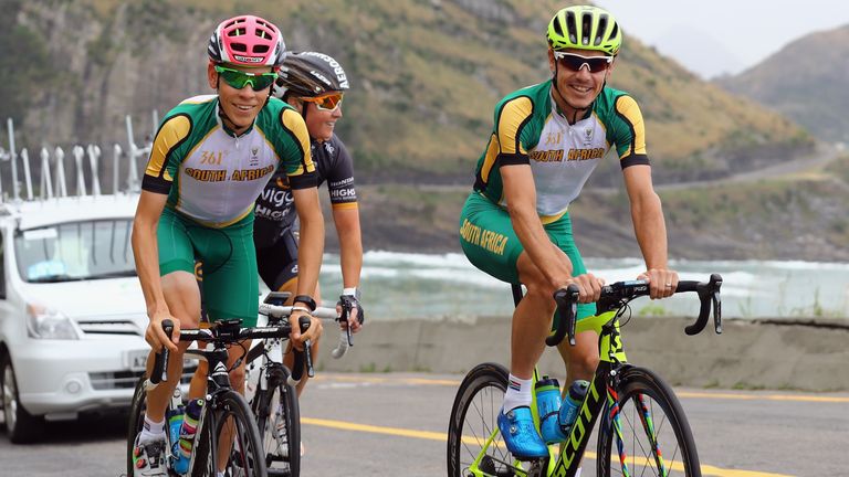 Louis Meintjes (left) and Daryl Impey (right) model South Africa's design