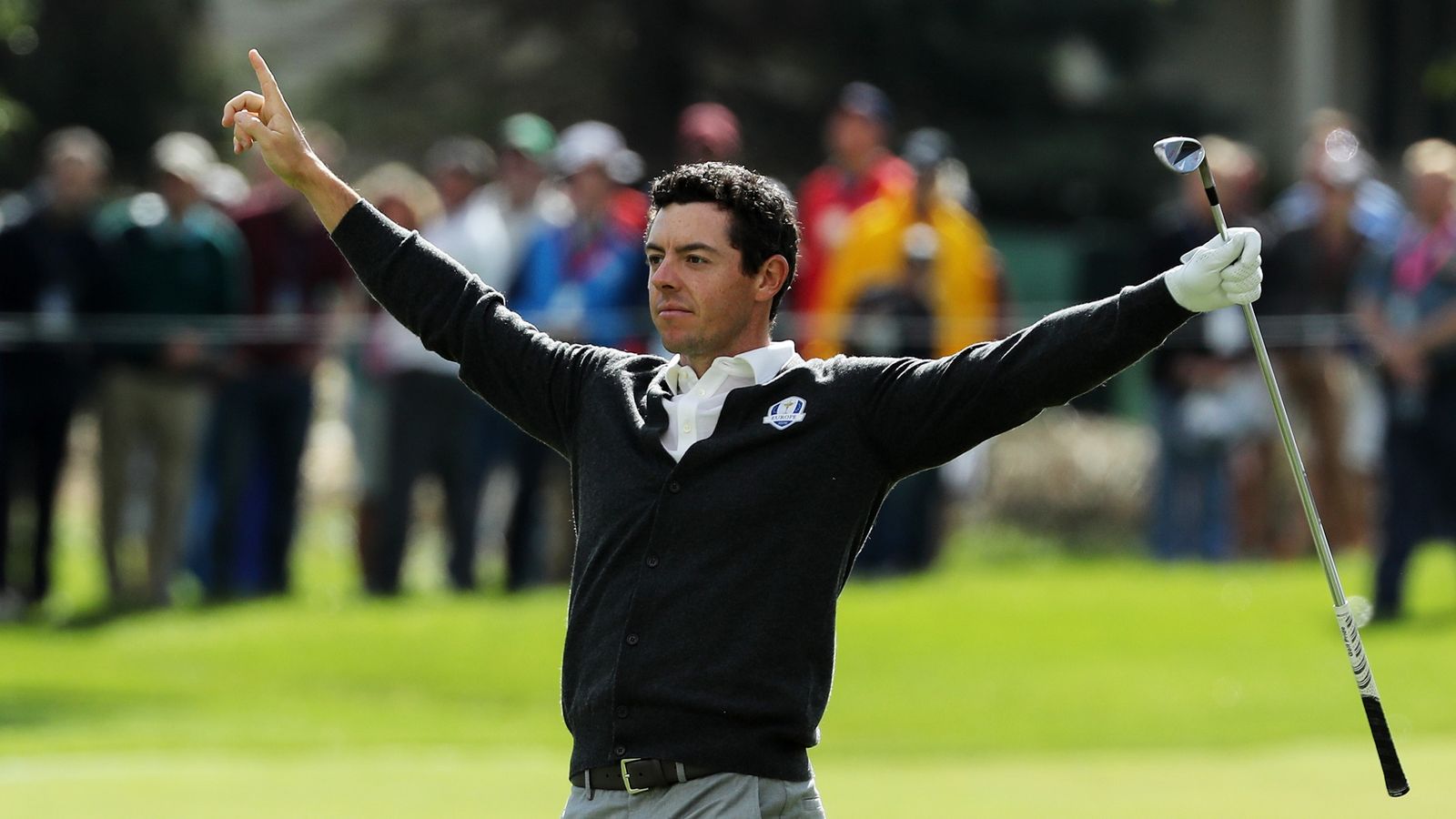 Rory McIlroy warms up for the Ryder Cup with an eagle from the fairway