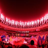 Fireworks erupt to celebrate the end of the closing ceremony of the Rio 2016 Paralympic Games