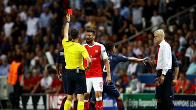 Olivier Giroud was sent off in injury-time