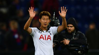 Son Heung-min celebrates Tottenham's win at CSKA Moscow