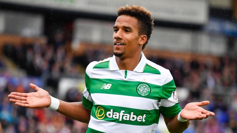 Celtic's Scott Sinclair celebrates his goal at Inverness