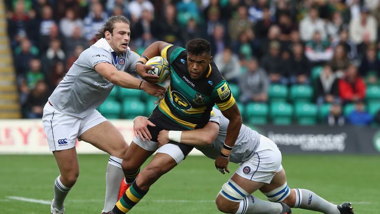 Luther Burrell on the charge for Saints