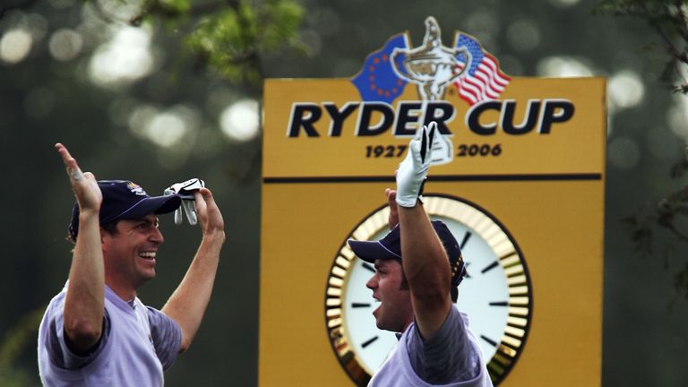 Paul Casey's (R) hole in one was the first in 11 years of The Ryder Cup