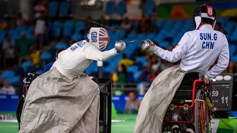Piers Gilliver lost out to Sun Gang of China in his wheelchair fencing final