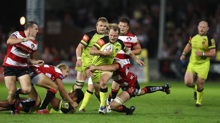 Sam Harrison charges upfield against Gloucester