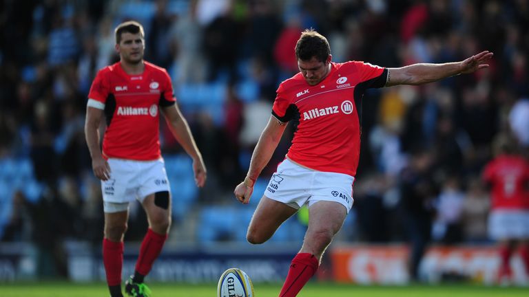 Alex Goode kicked three conversions and a penalty at a blustery Sandy Park