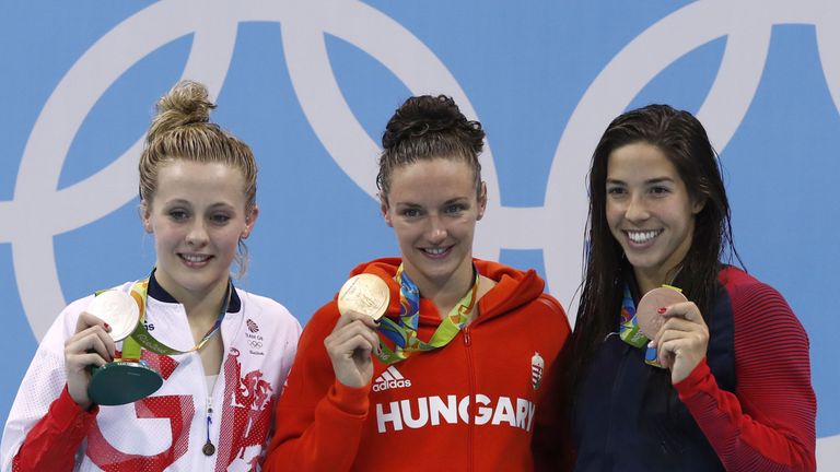 Siobhan won silver after pushing Katinka Hosszu (centre) all the way in the final