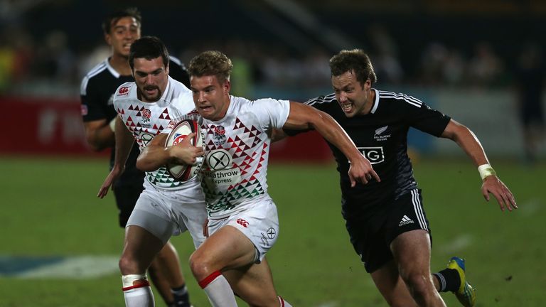 Tom Mitchell in one of England Sevens more abstract home kits 