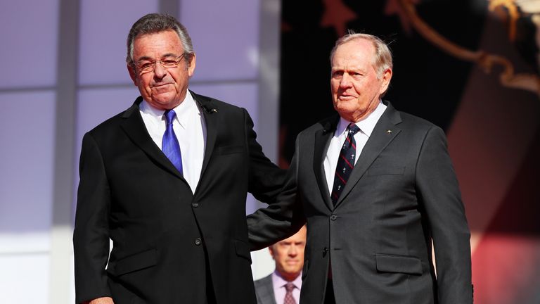 Tony Jacklin and Jack Nicklaus paid their respects at the opening ceremony