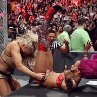 Charlotte and Sasha Banks contested the first-ever Women's Hell in a Cell Match