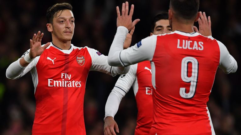 Mesut Ozil struck his first professional hat-trick as Arsenal thrashed Ludogorets
