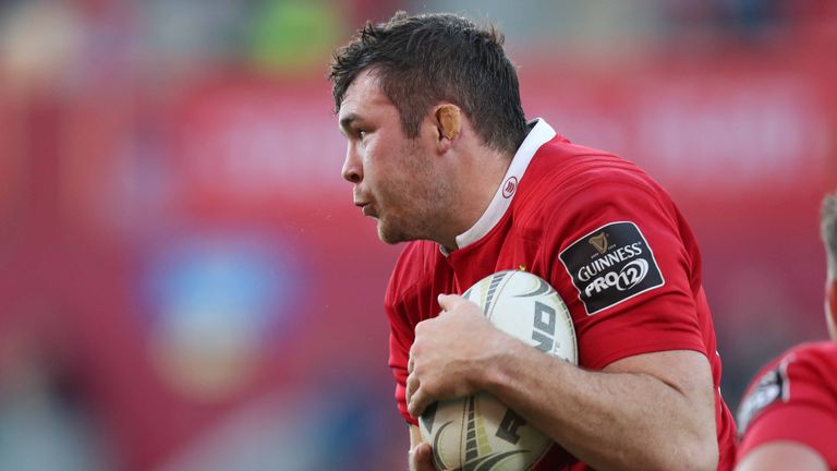 Flanker Peter O'Mahony carries for Munster