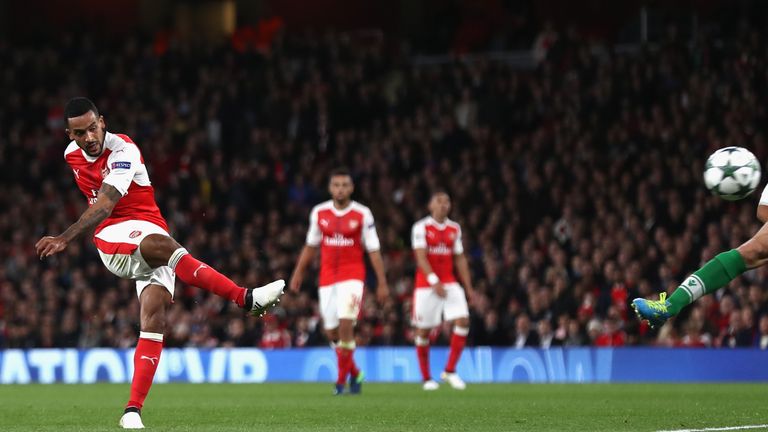 Theo Walcott fires his eighth goal of the season