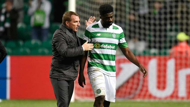 Celtic boss Brendan Rodgers with defender Kolo Toure