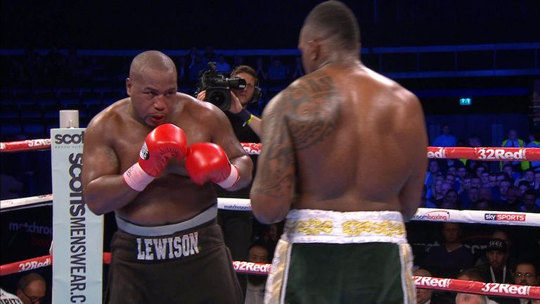 Dillian Whyte and Ian Lewison battle from the centre of the ring