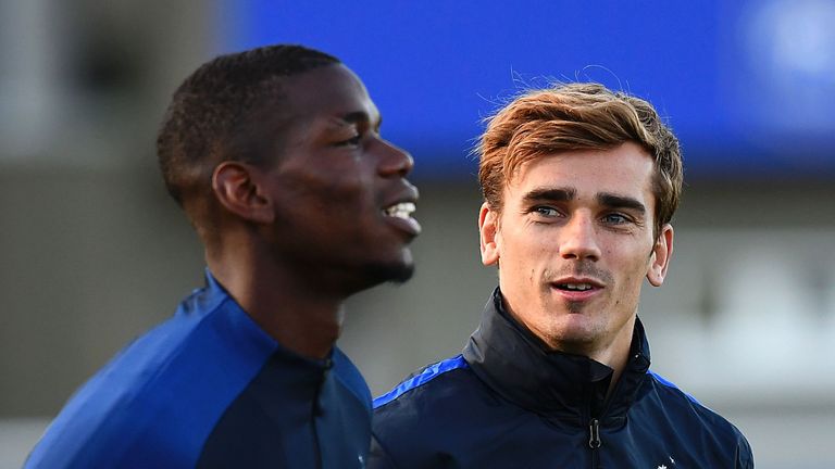 Paul Pogba (left) played 90 minutes as France beat Bulgaria