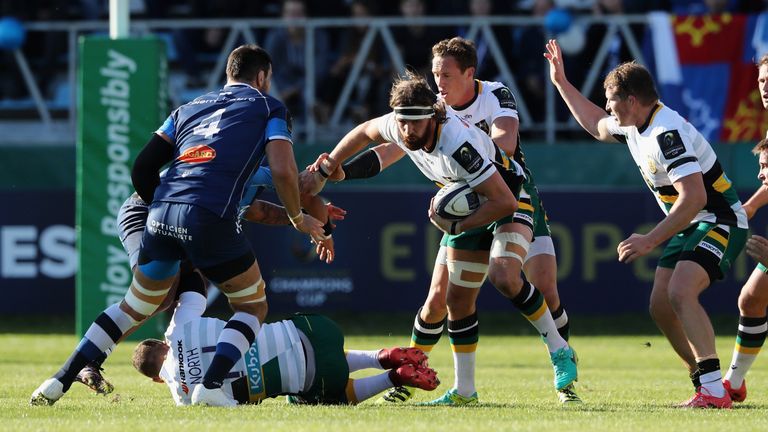 Tom Wood of Northampton charges upfield