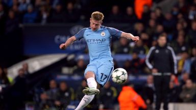 Kevin De Bruyne scored a second-half free-kick to put Man City ahead