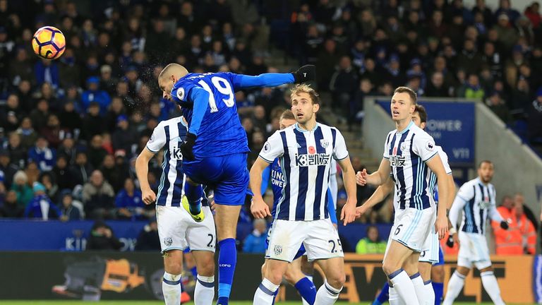 Islam Slimani (left) scored Leicester's only goal of the game