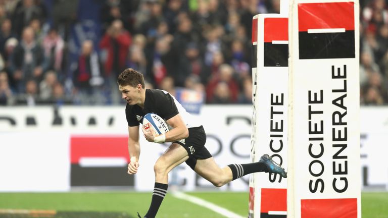 Beauden Barrett scored an intercept try to break French hearts