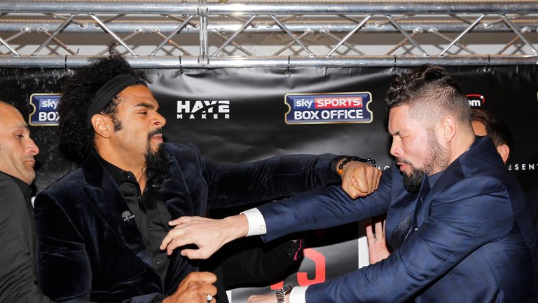 Security staff had to separate Haye and Bellew on Wednesday