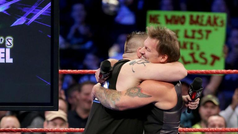 Owens and Jericho embrace after settling their differences