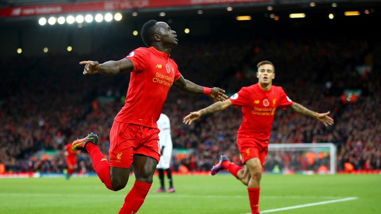 Sadio Mane scored twice during the win at Anfield