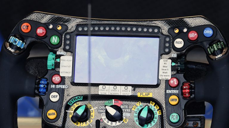 A complex business: the steering wheel of the Mercedes W07 - Picture from Sutton Images
