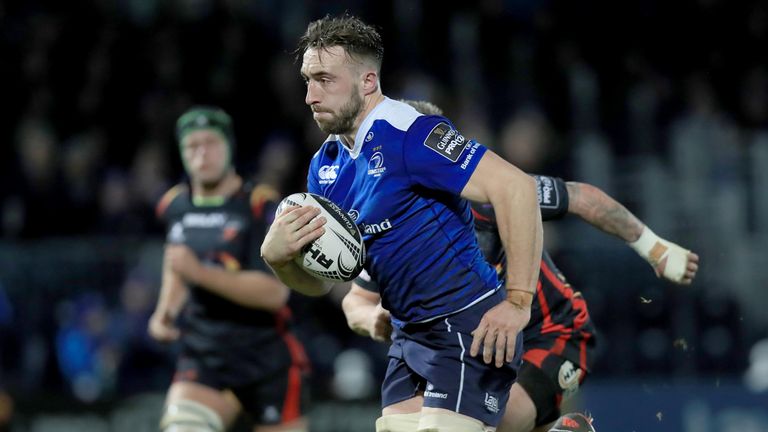 Jack Conan runs in for his side's third try as Leinster overcome the Dragons