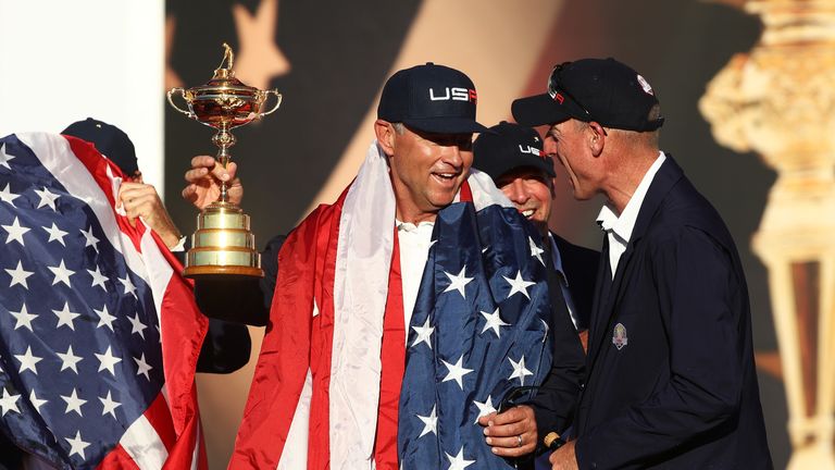 Love III (left) also captained the USA at Medinah in 2012, while Furyk appears the favourite to succeed him 