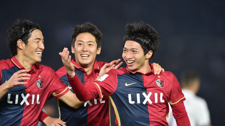 Kashima Antlers' Gaku Shibasaki celebrates his second goal