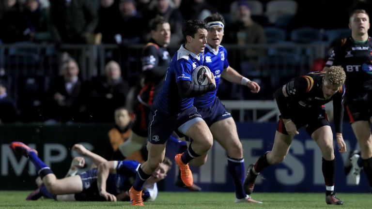 Joey Carbery on the attack for Leinster