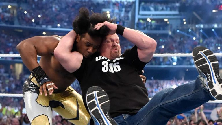 Stone Cold delivered a Stunner to Xavier Woods at WrestleMania 32