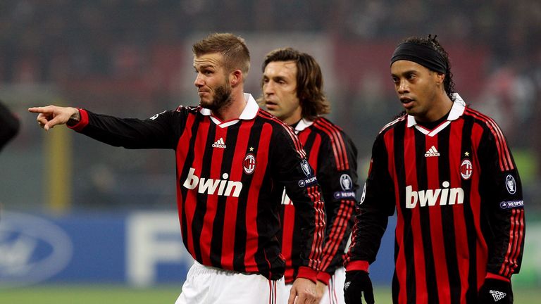 Ronaldinho signed for Milan in July 2008 and played alongside David Beckham and Andrea Pirlo