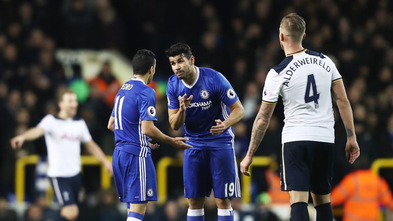 Diego Costa argued with team-mate Pedro during the recent defeat at Spurs