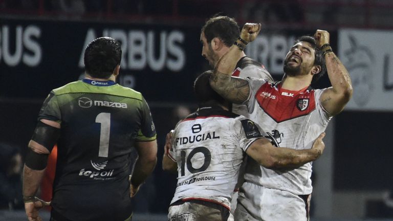 Toulouse's players react after beating Connacht