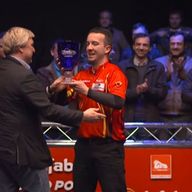David Alcaide collects the World Pool Masters trophy
