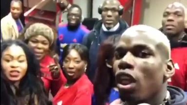 Image of Paul Pogba enjoys a family get-together after Manchester United's win over St Etienne