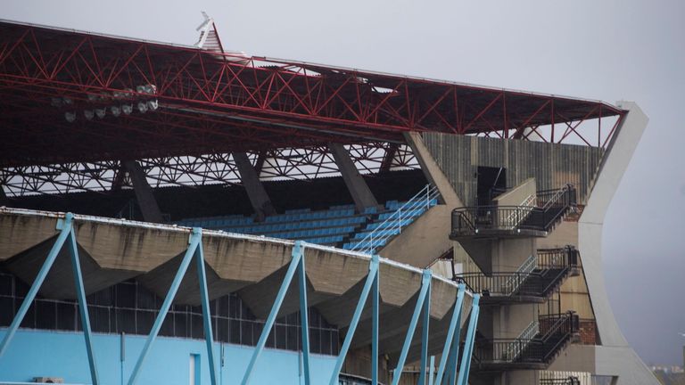 The roof of the Balaidos was damaged during Friday's storms and repairs cannot yet be made
