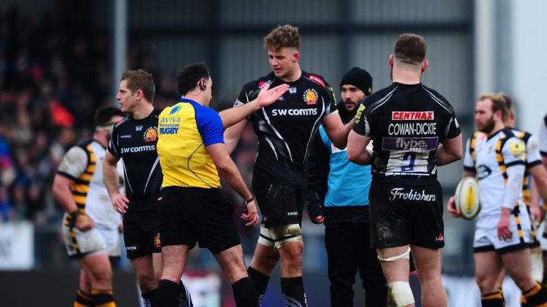 Jonny Hill was sent off but Exeter managed to claim a share of the points with leaders Wasps