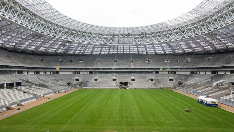 Moscow's Luzhniki Stadium - which will host the final - during renovation works ahead of the 2018 World Cup