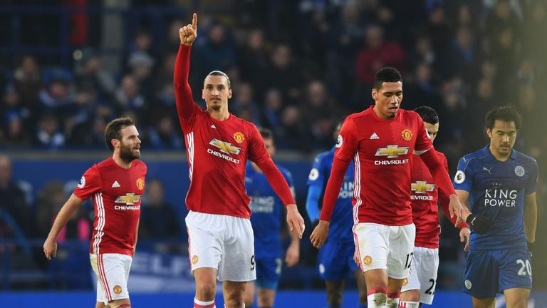 Zlatan Ibrahimovic celebrates his strike