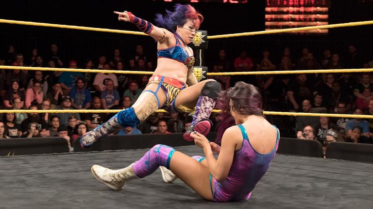 Asuka (left) proved too strong for Peyton Royce