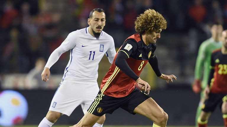 Belgium's midfielder Marouane Fellaini controls the ball