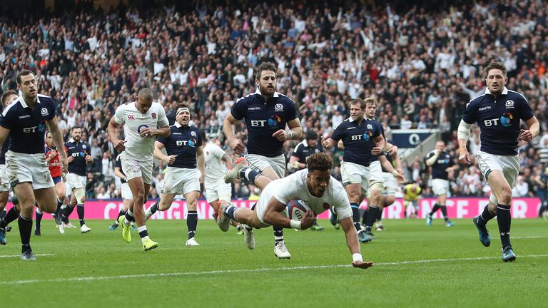 Anthony Watson scores England's third try