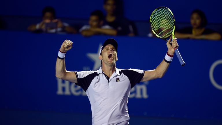 Querrey celebrates after his 6-3 7-6 (7/3) win over the Spaniard